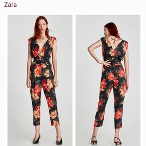 ZARa Floral Print Romper Jumpsuit S